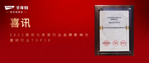 喜訊丨建材行業(yè)TOP10！千年舟綜合實力再獲認(rèn)可