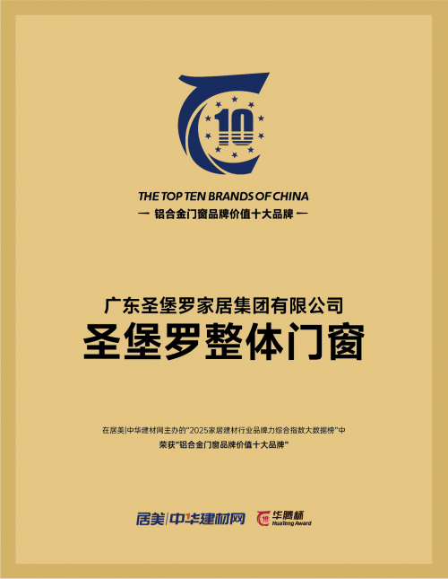 2025門窗十大品牌出爐，圣堡羅等企業(yè)斬獲品牌價(jià)值十強(qiáng)